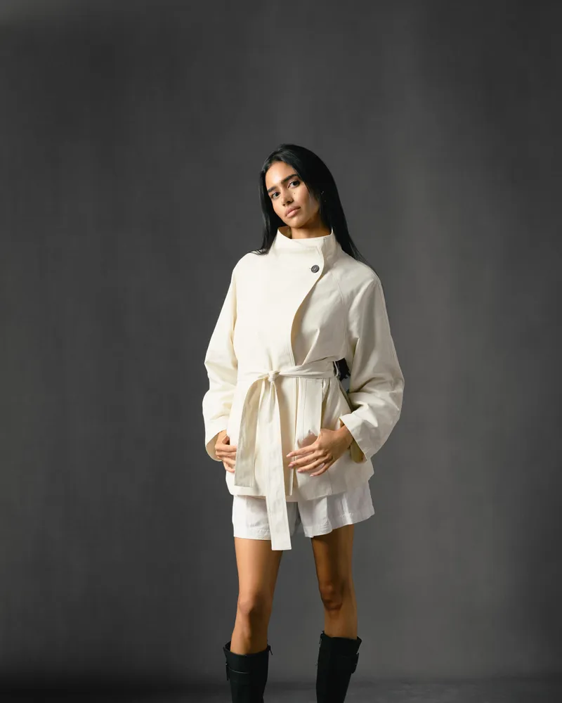 Studio fashion shot with styled lighting
